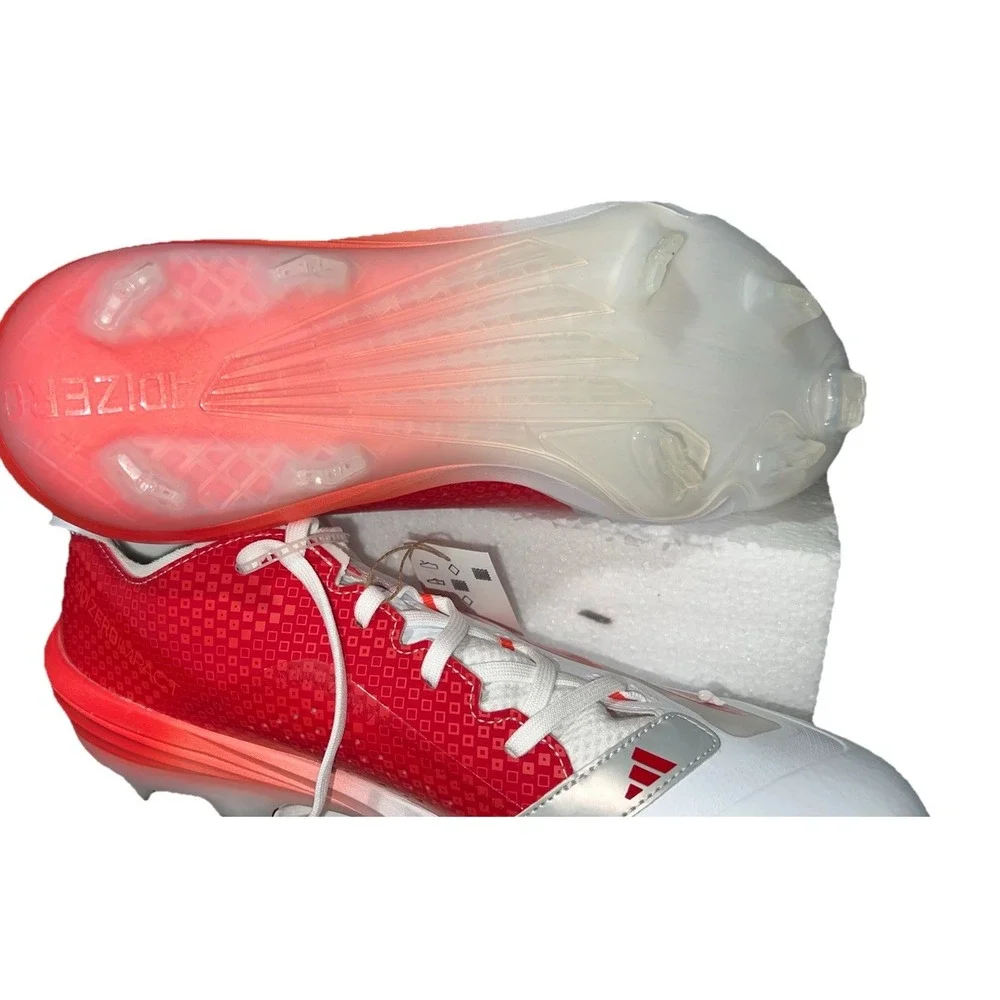 (232/14)adidas Adizero Impact  Men Red And Shite Speed Baseball Cleats Size 13
